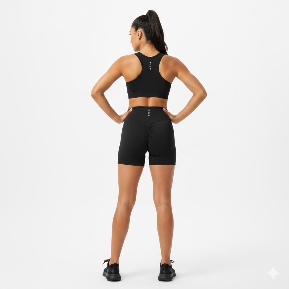 Wilo The Label Scrunch Bum  Black Women's Sport  Shorts